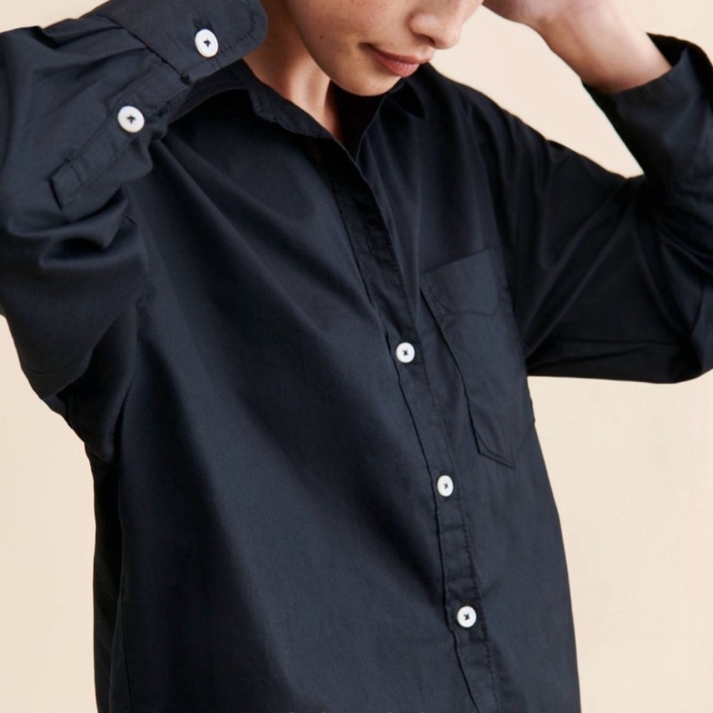 Anthropologie Black Button-Down Shirt - Picture 3 of 9